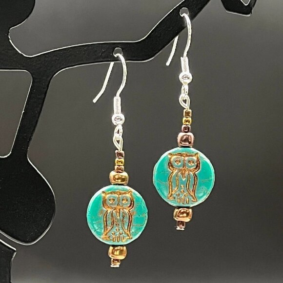 Handmade Owl Drop Earrings | Sterling Silver - Picture 5 of 6